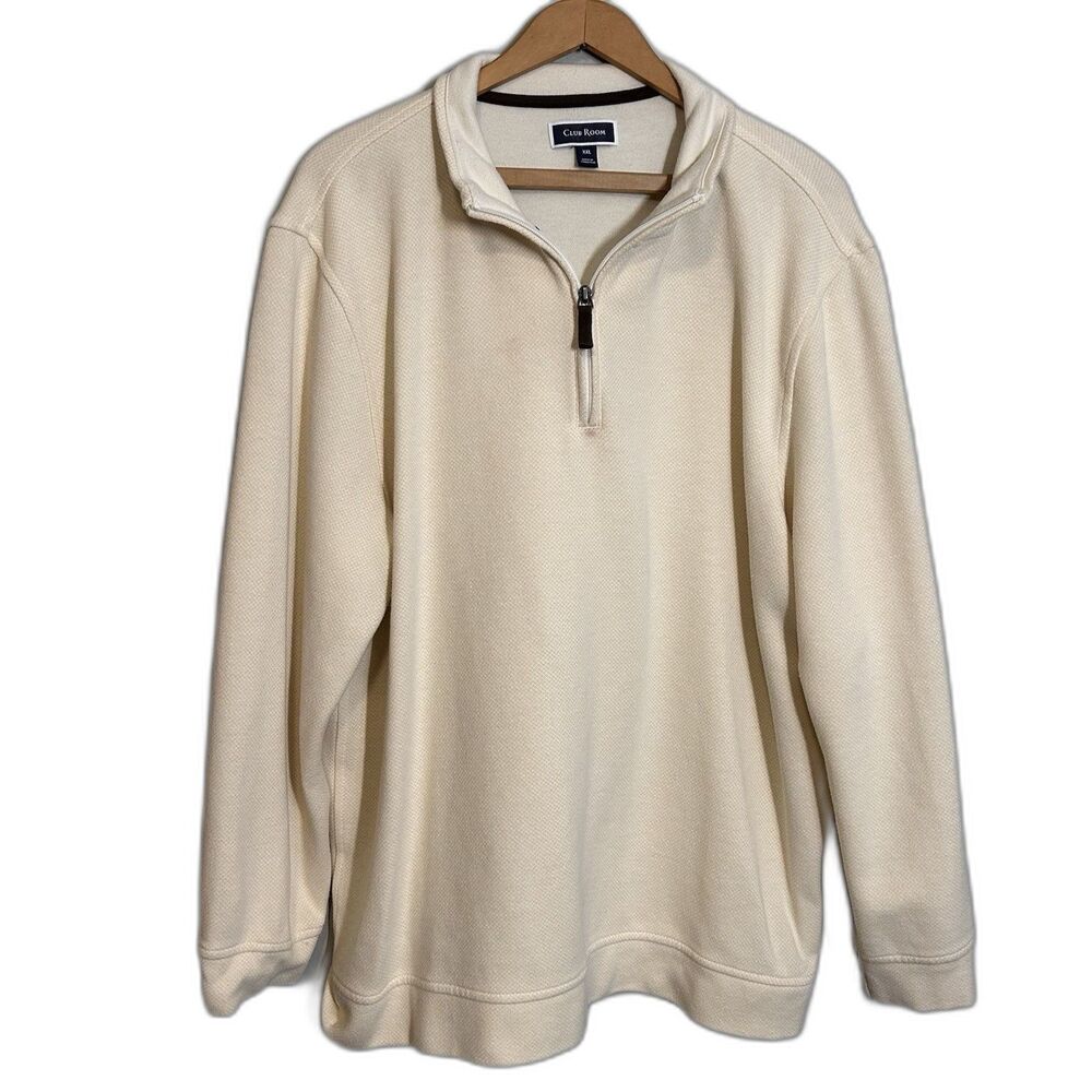 Club Room Cream Polo Sweater XXL 1/4 Zip
